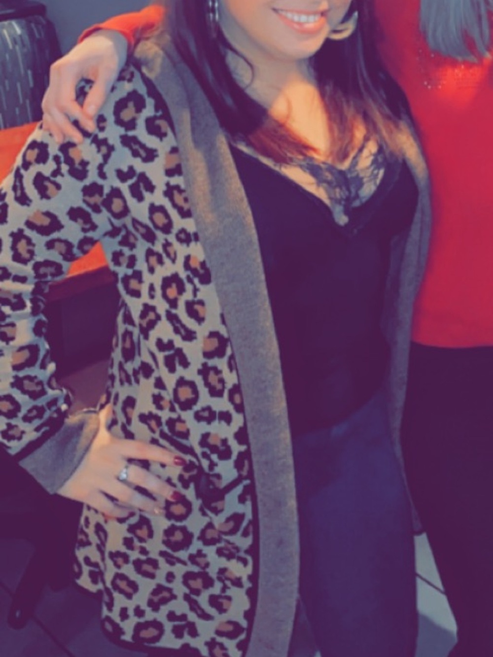Rachel Zoe Animal Print Cardigan - Tan and Black - Picture 4 of 4